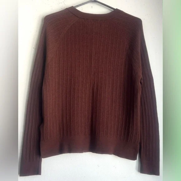 Max Studio Brown Ribbed Sweater with Buttons - Picture 2 of 4